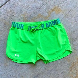 Under armour neon green athletic shorts